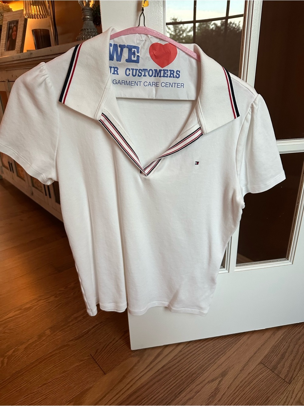 Tommy Hilfiger White Polo with Red & Navy Trim